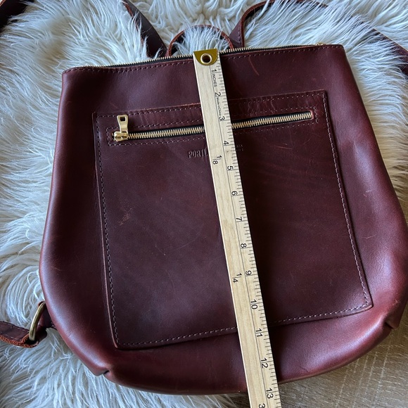 Portland Leather Tote Backpack Large Dark Brown Cherry genuine leather zip NEW - Picture 13 of 14